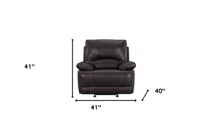 41" Brown Leather Match Recliner - Luxurious and Functional | Perfect for Relaxation