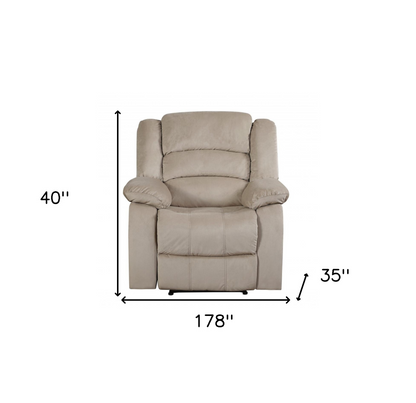 Luxurious Three Piece Indoor Beige Microsuede Six Person Seating Set