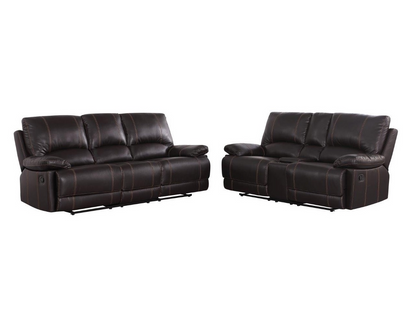 Luxurious Brown Faux Leather Seating Set | 2 Piece Indoor Furniture Collection