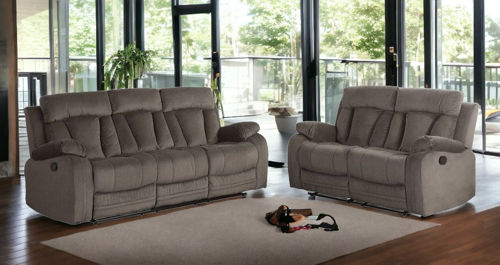 Transform Your Space with the Cozy and Stylish Two Piece Indoor Brown Microsuede Seating Set