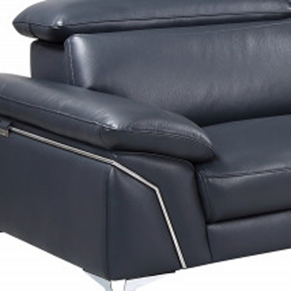 Navy Blue Italian Leather L Shaped Two Piece Sofa and Chaise Sectional - Elegant and Comfortable | Your Space Deserves Luxury