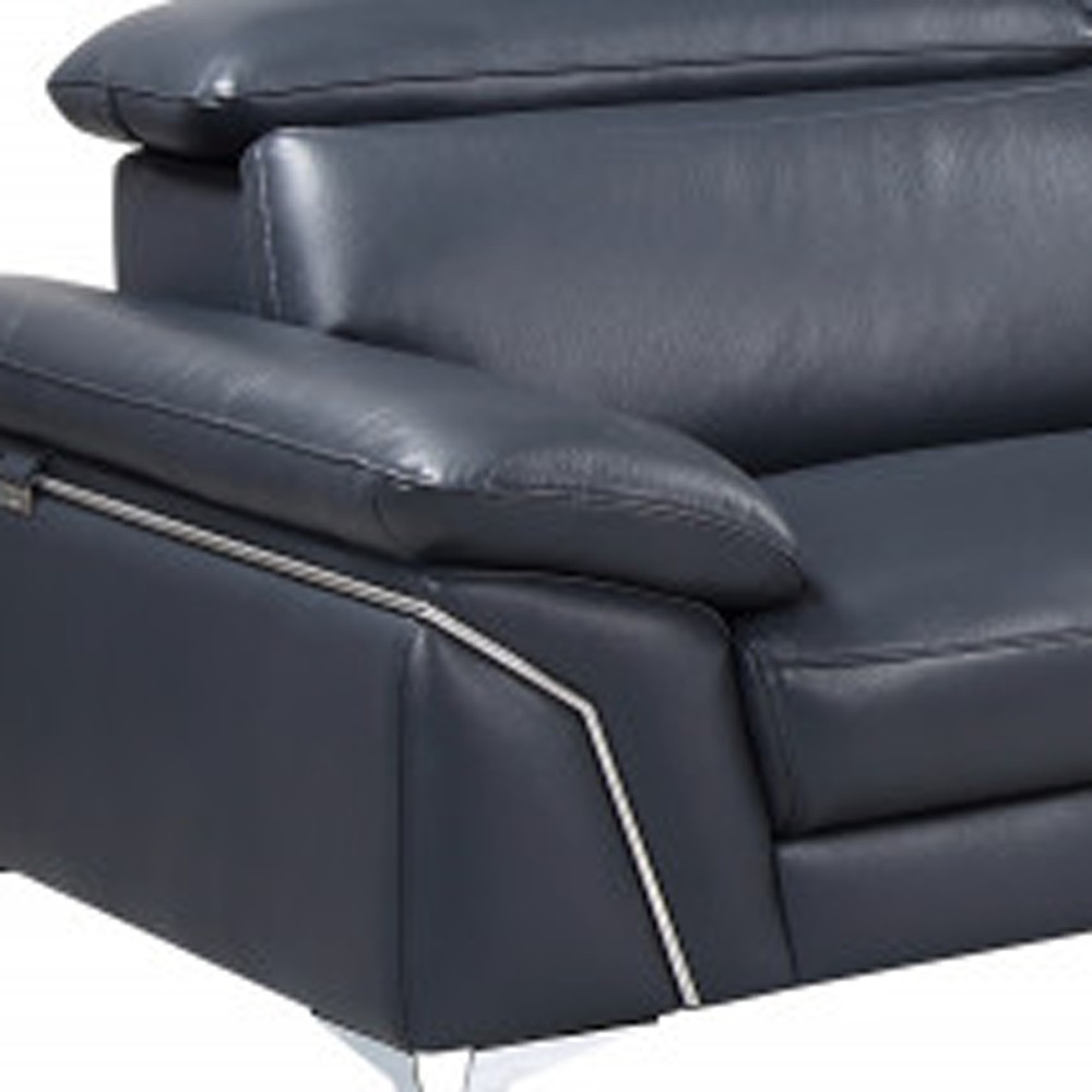 Navy Blue Italian Leather L Shaped Two Piece Sofa and Chaise Sectional - Elegant and Comfortable | Your Space Deserves Luxury