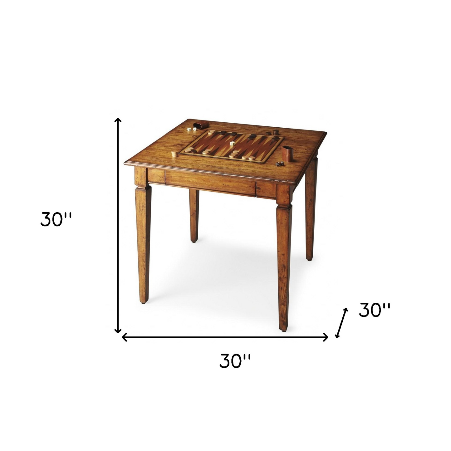 Rustic Game Table - Vintage Wood Game Table with Reversible Chess, Checkers, and Backgammon Board