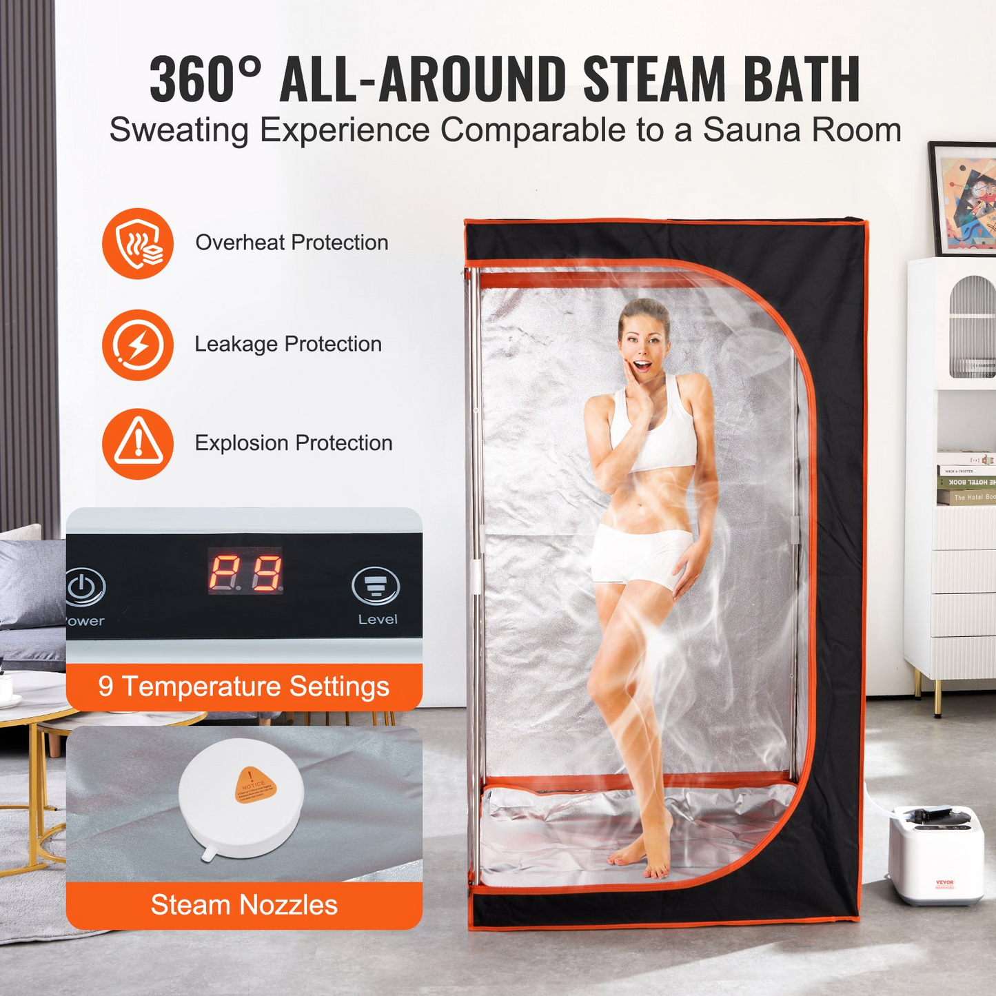 VEVOR Full-Size Portable Steam Sauna Tent – Home Spa Detox Kit