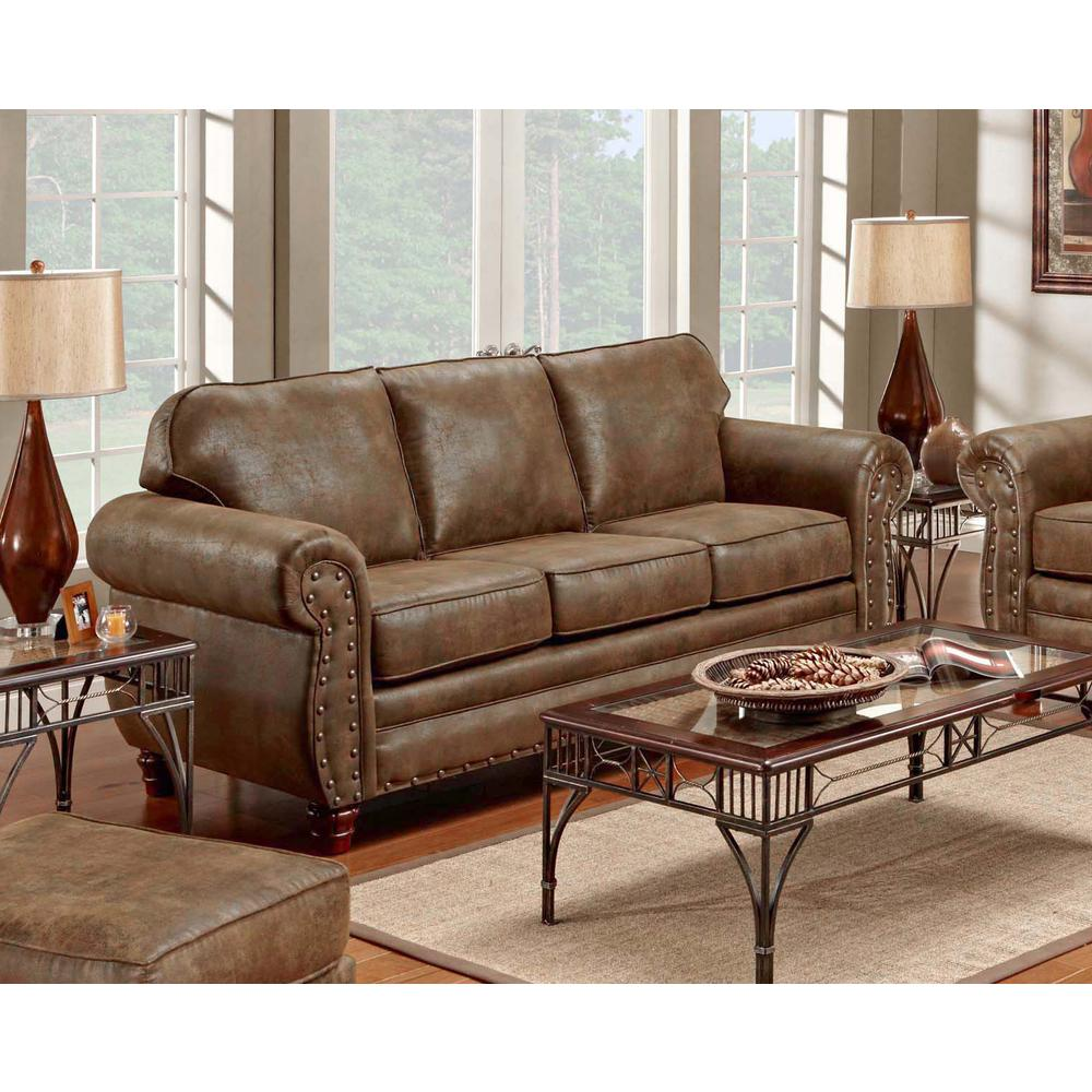 Upgrade Your Living Room with the Sedona Sleeper Sofa | Leather-Look Microfiber | Rustic Design