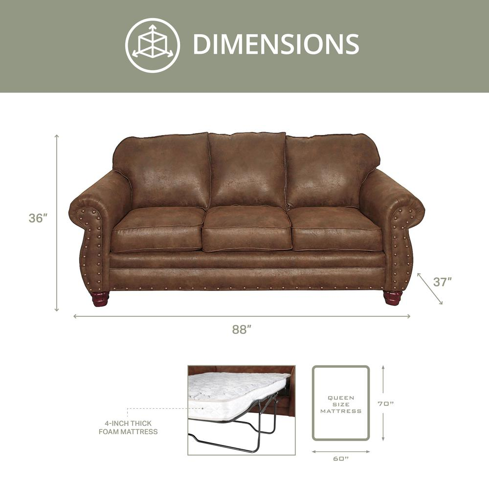 Upgrade Your Living Room with the Sedona Sleeper Sofa | Leather-Look Microfiber | Rustic Design