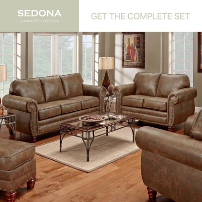 Upgrade Your Living Room with the Sedona Sleeper Sofa | Leather-Look Microfiber | Rustic Design