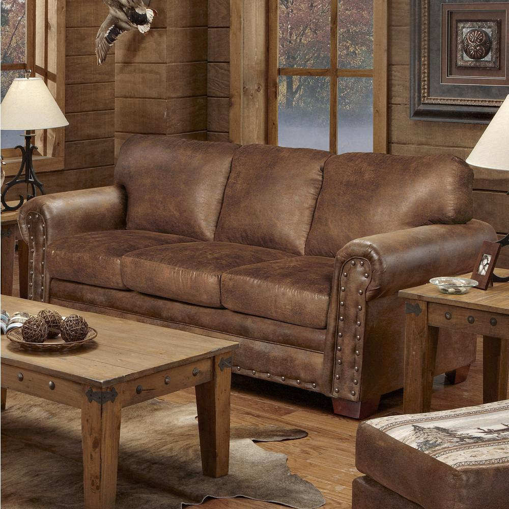 Buckskin Sleeper Sofa | Leather-Look Microfiber | Rustic Design