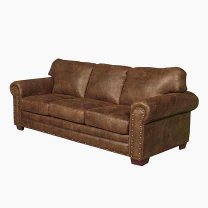 Buckskin Sleeper Sofa | Leather-Look Microfiber | Rustic Design