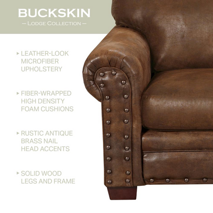 Buckskin Sleeper Sofa | Leather-Look Microfiber | Rustic Design