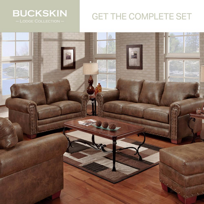 Buckskin Sleeper Sofa | Leather-Look Microfiber | Rustic Design