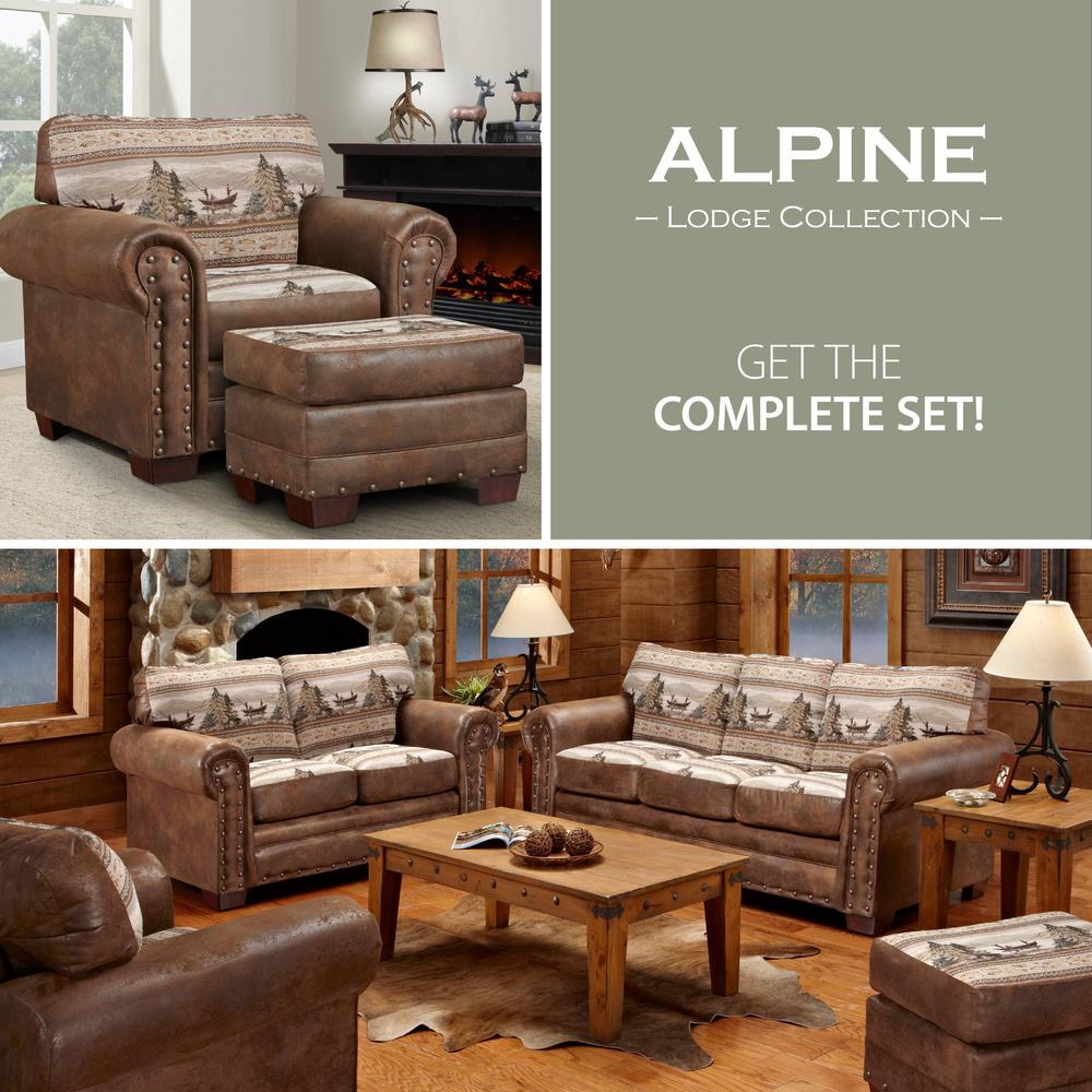 Alpine Lodge Sleeper Sofa - Beautiful Tapestry with Rustic Accents