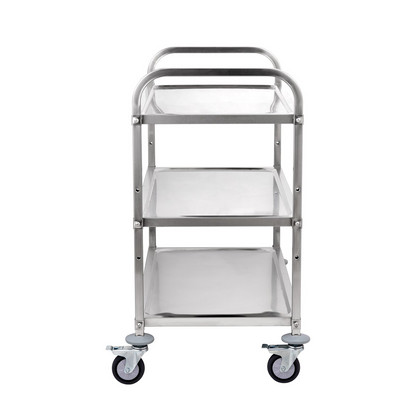 VEVOR Kitchen Utility Cart, 3 Tiers, Wire Rolling Cart w/ 450LBS Capacity, Steel Service Cart on Wheels, Metal Storage Trolley w/ 80mm Basket Curved Handle PP Liner 6 Hooks, for Indoor and Outdoor Use