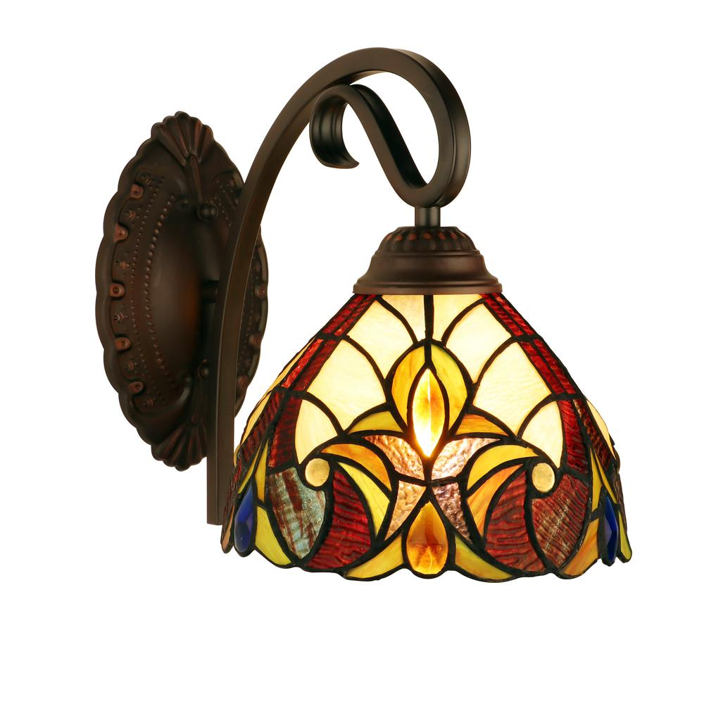 ADIA Victorian-Style 1-Light Dark Bronze Finish Wall Sconce 8" Shade