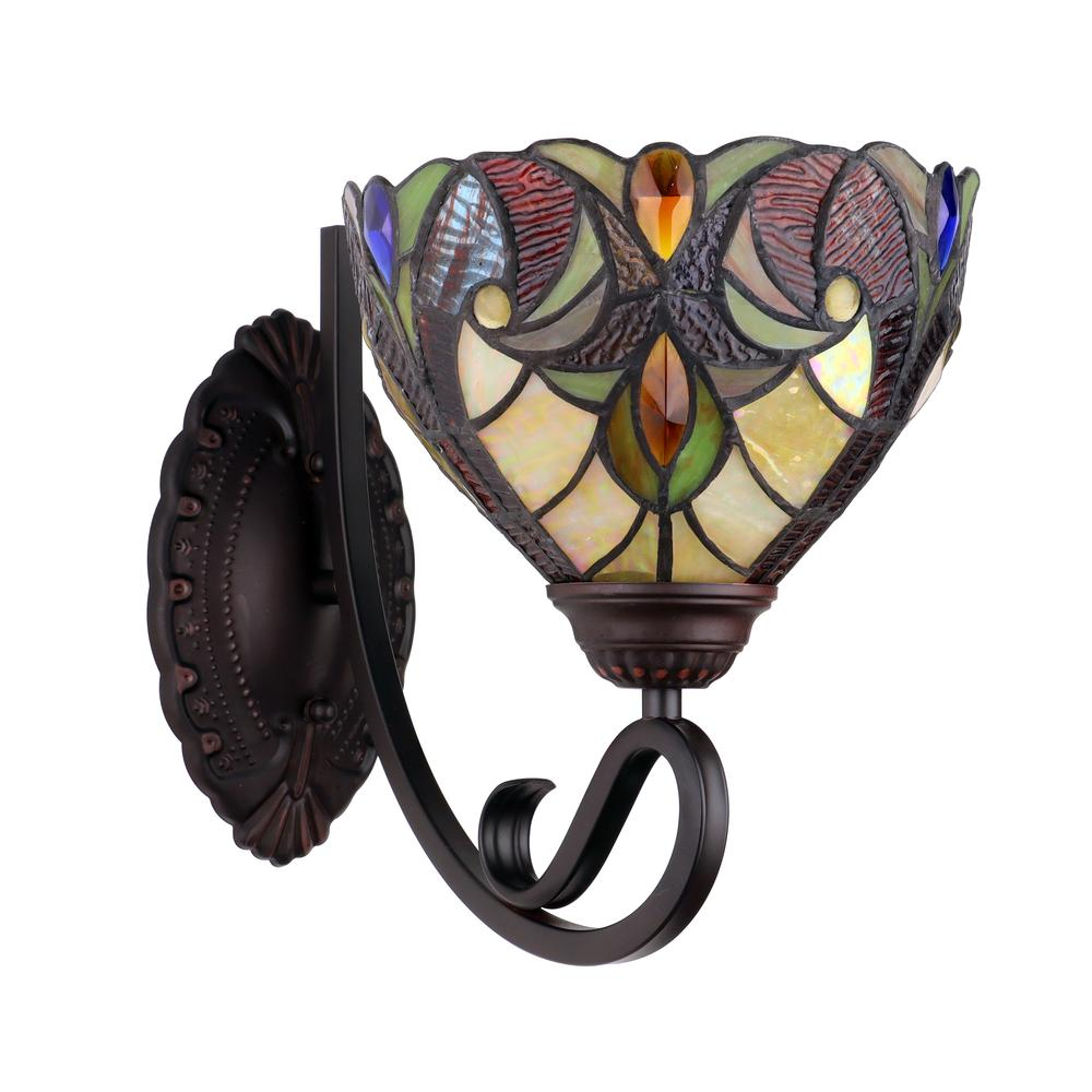 ADIA Victorian-Style 1-Light Dark Bronze Finish Wall Sconce 8" Shade