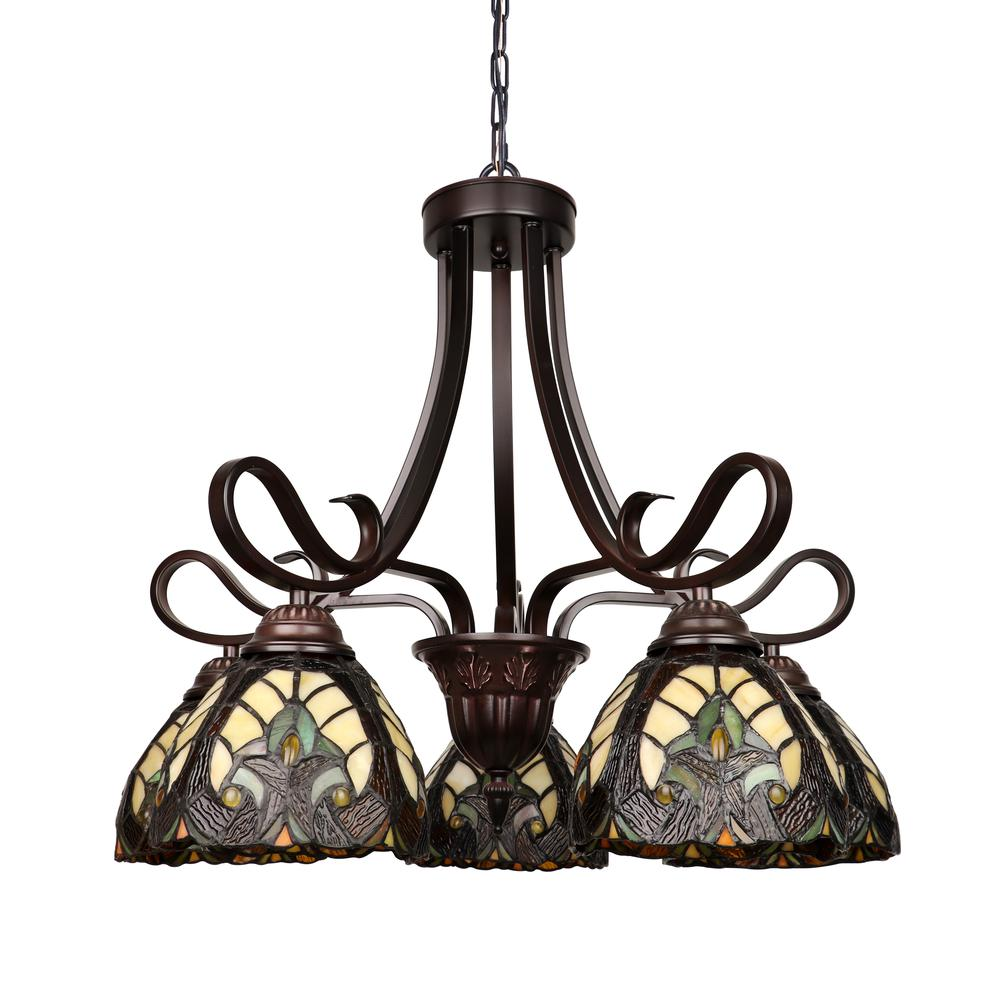 Victorian-Style 5-Light Antique Dark Bronze Finish Large Chandelier 25" Wide