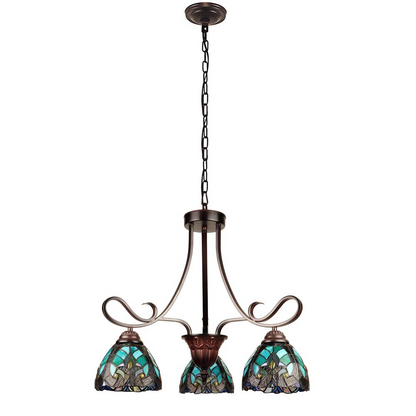 Victorian-Style 3-Light Antique Dark Bronze Finish Mini Chandelier 25" Wide