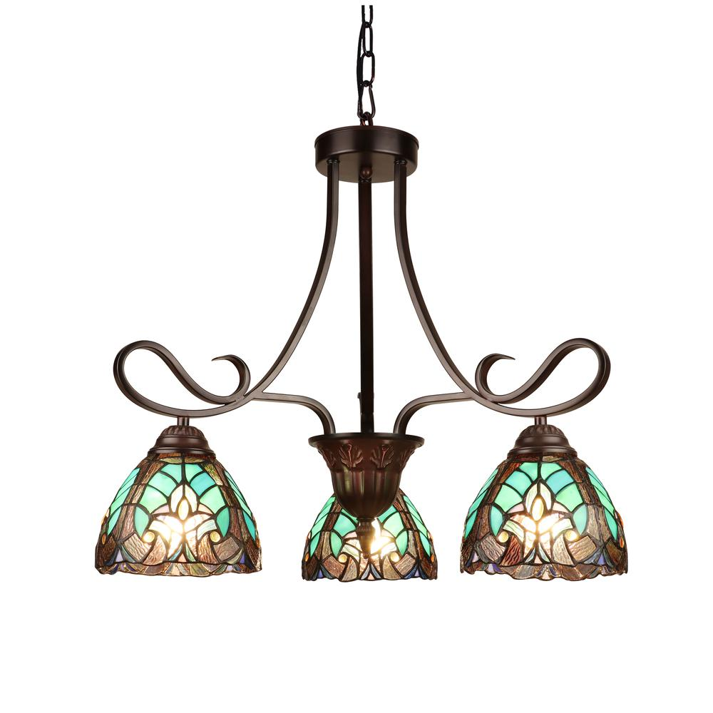 Victorian-Style 3-Light Antique Dark Bronze Finish Mini Chandelier 25" Wide