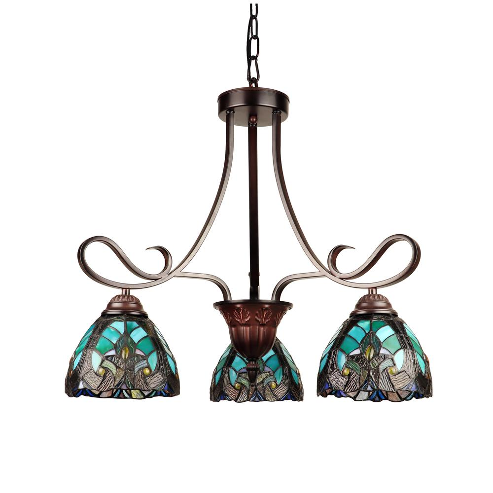 Victorian-Style 3-Light Antique Dark Bronze Finish Mini Chandelier 25" Wide