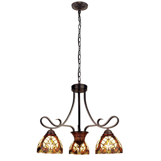 Victorian-Style 3-Light Antique Dark Bronze Finish Mini Chandelier 25" Wide