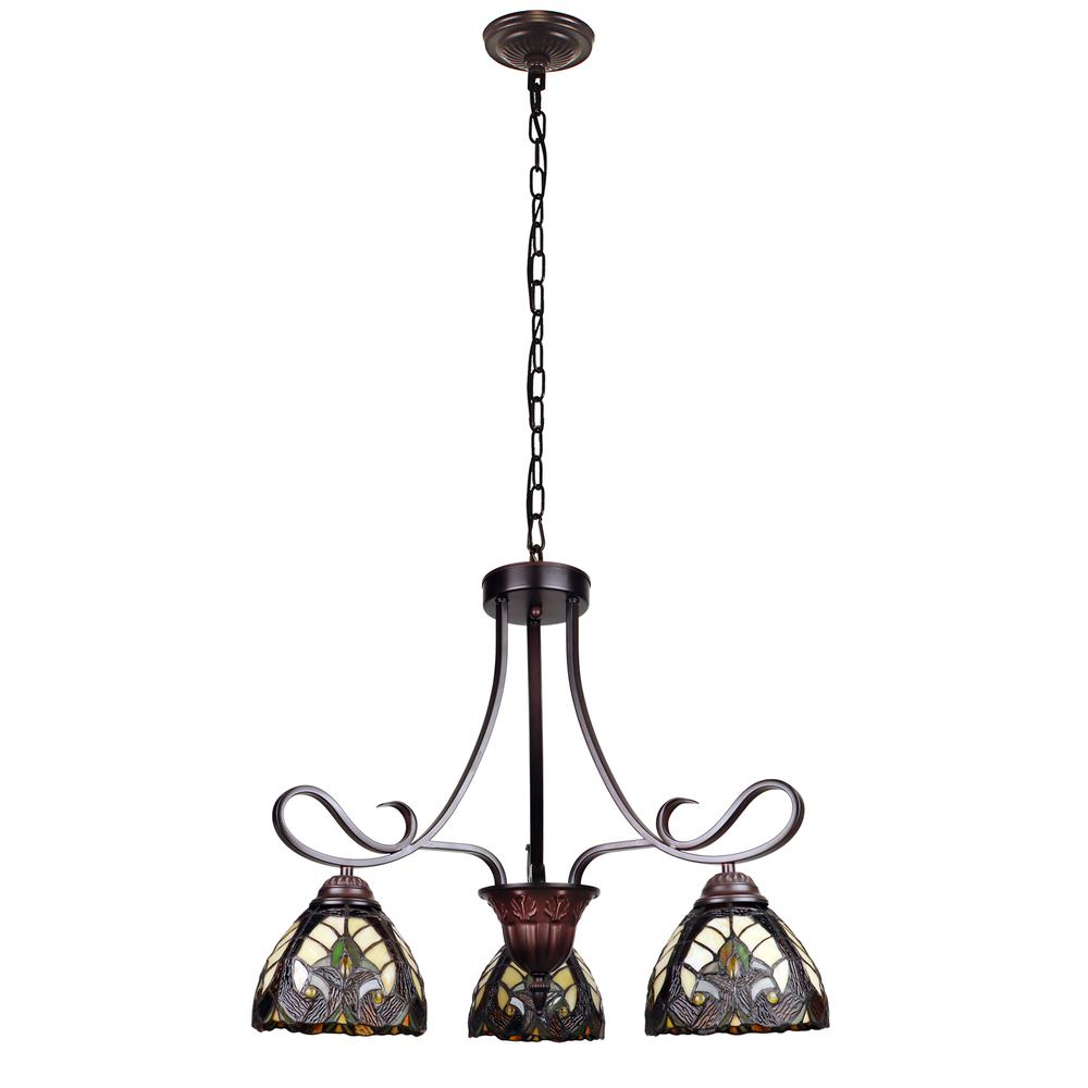 Victorian-Style 3-Light Antique Dark Bronze Finish Mini Chandelier 25" Wide