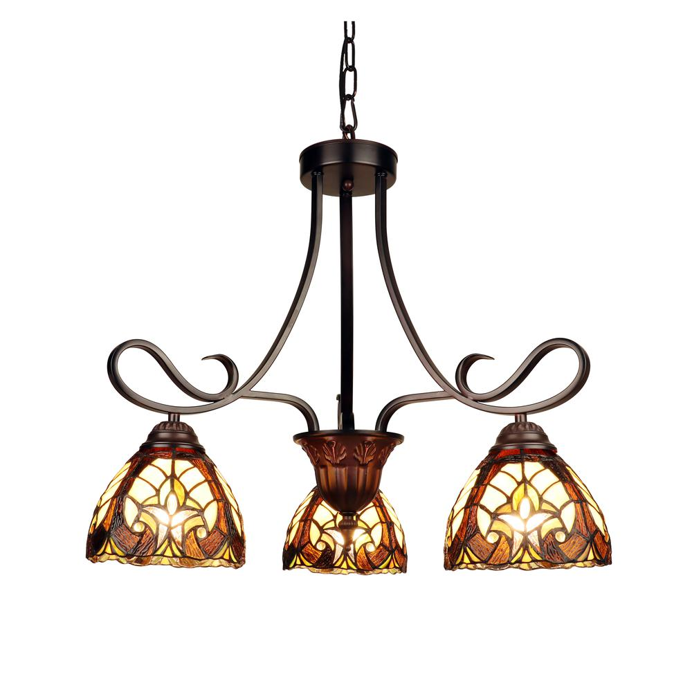 Victorian-Style 3-Light Antique Dark Bronze Finish Mini Chandelier 25" Wide