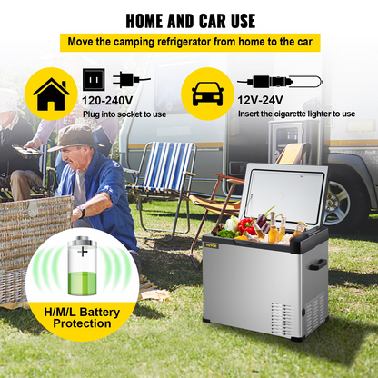 VEVOR 12 Volt Refrigerator, Portable Refrigerator (-4℉~68℉) With APP Control Car Compressor Fridge Cooler 12V/24V DC and 110-220V AC For Camping, Road Trip, Boat, Skincare, Outdoor and Home (32 Quart)