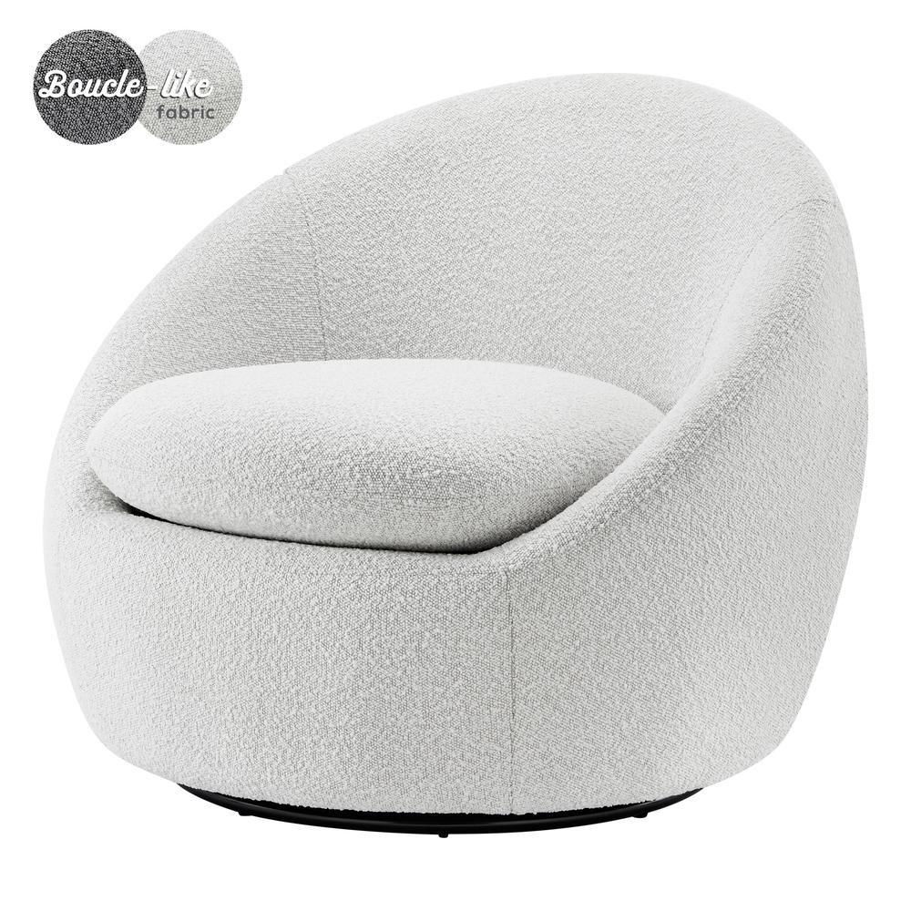 Adelmo Fabric Swivel Accent Chair - Modern Chic Lounge Chair | Boucle Beige & Cardiff Gray