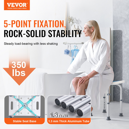 VEVOR Shower Chair Bath Stool Seat Padded Height Adjustable Bathtub Shower 350lb