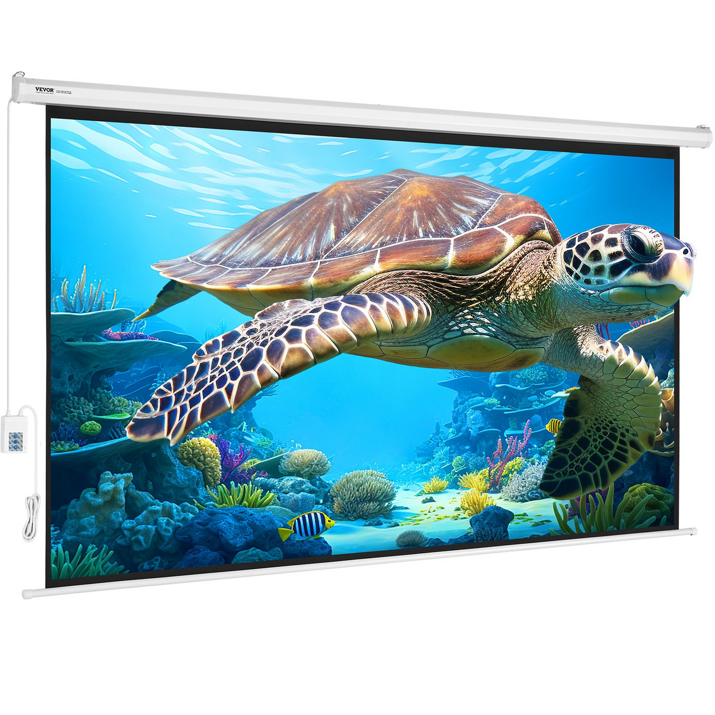 VEVOR Motorized Projector Screen 100 inch, 16:9 4K 1080 HD Automatic Projection Screen, Electric Projector Screen with Remote Control, Wall Mount Movie Screen for Family Home Office Theater