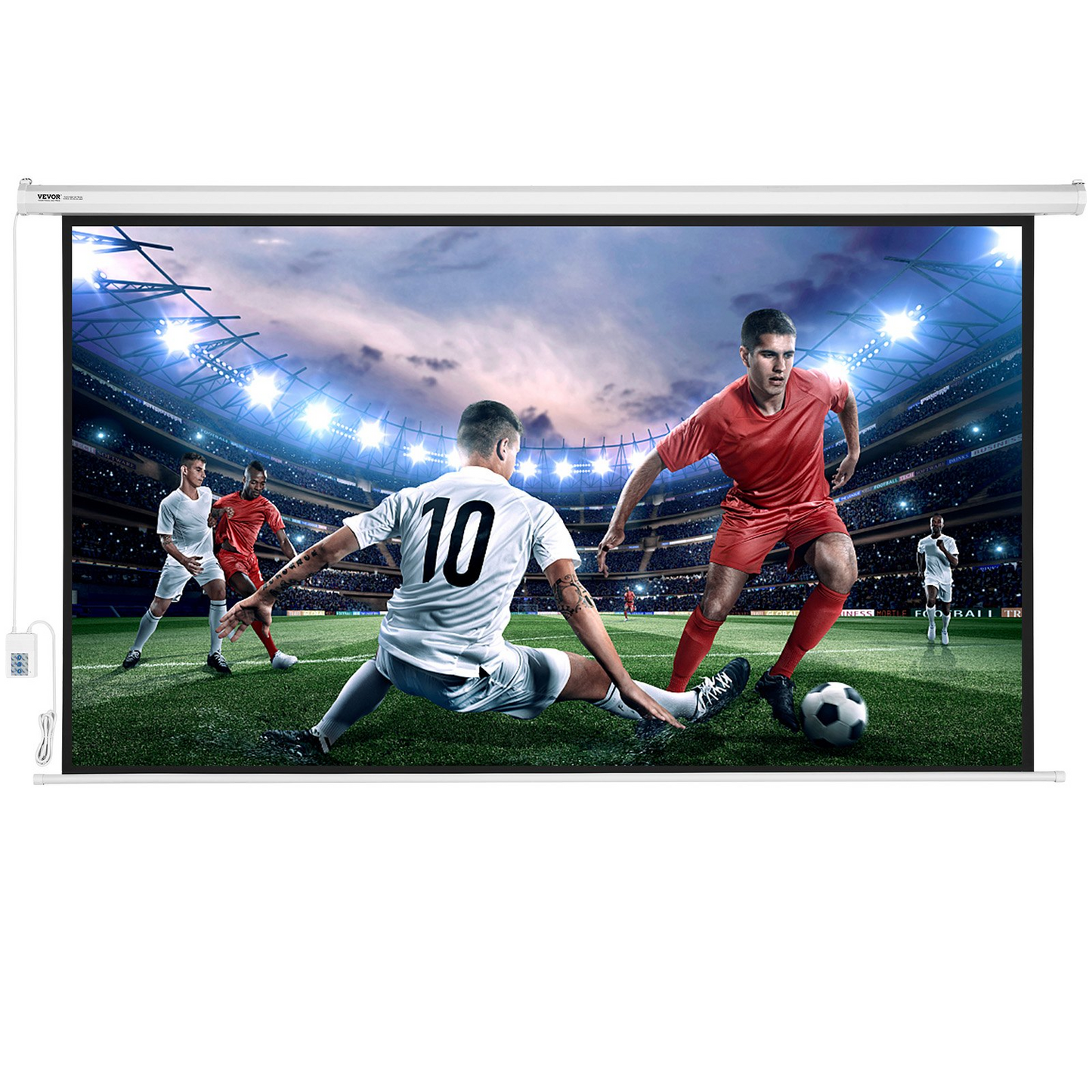 VEVOR Motorized Projector Screen 100 inch, 16:9 4K 1080 HD Automatic Projection Screen, Electric Projector Screen with Remote Control, Wall Mount Movie Screen for Family Home Office Theater