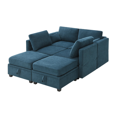 Upgrade Your Living Space with the 109x54.7" Chenille Modular Sectional Sofa - U Shaped Couch | Adjustable Armrests | 6 Seat Reversible Sofa Bed with Storage Seats