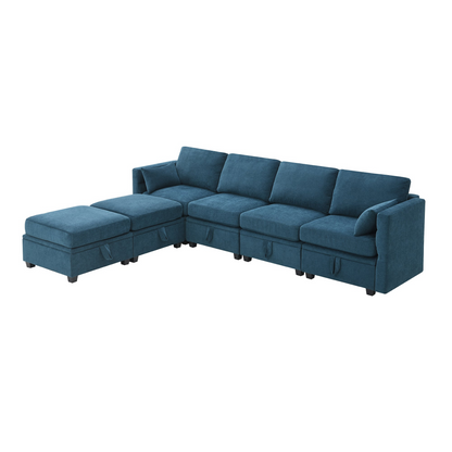 Upgrade Your Living Space with the 109x54.7" Chenille Modular Sectional Sofa - U Shaped Couch | Adjustable Armrests | 6 Seat Reversible Sofa Bed with Storage Seats