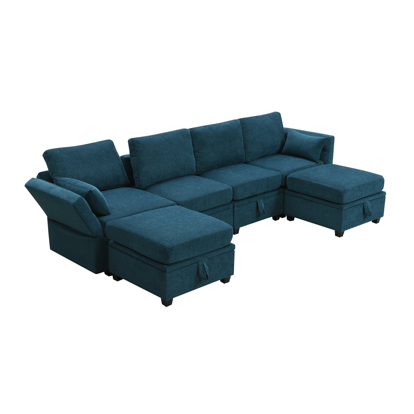 Upgrade Your Living Space with the 109x54.7" Chenille Modular Sectional Sofa - U Shaped Couch | Adjustable Armrests | 6 Seat Reversible Sofa Bed with Storage Seats