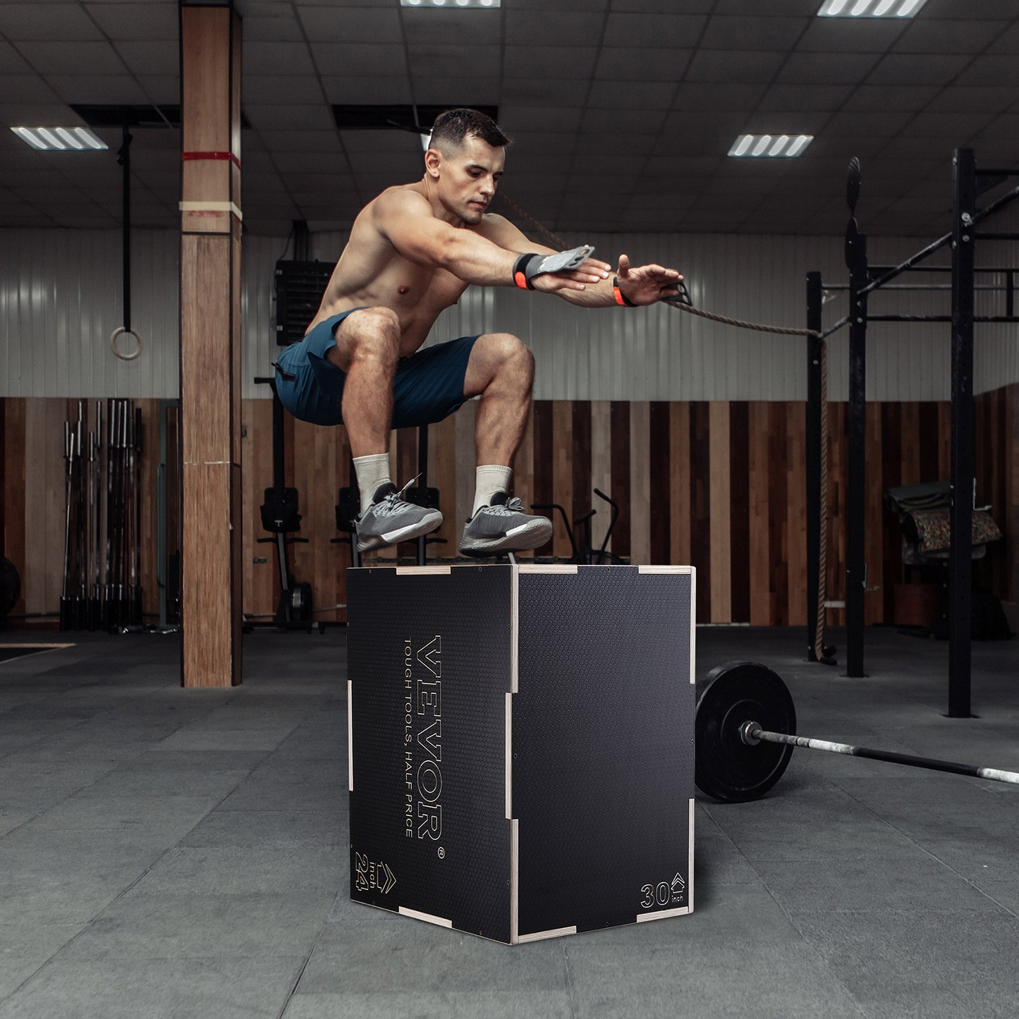 VEVOR 3 in 1 Plyometric Jump Box, 30/24/20 Inch Wooden Plyometric Box