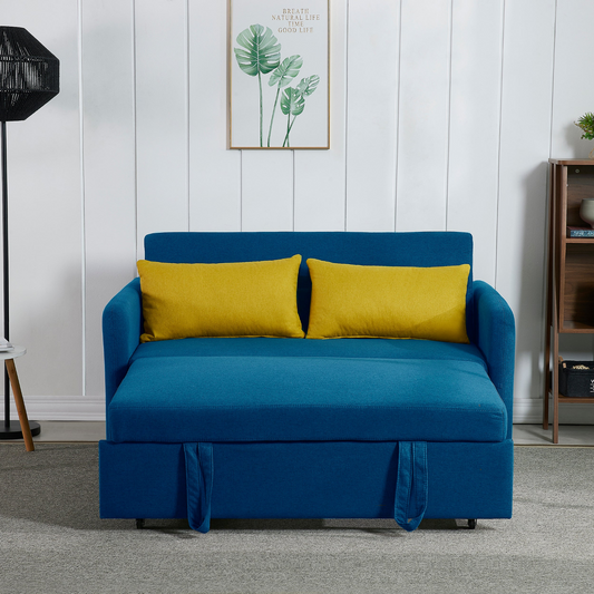 Twins Sofa Bed Blue Fabric - Multifunctional & Comfortable | Cozy Retreat