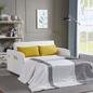 Twins Sofa Bed Cream White Fabric - Multifunctional, Easy Assembly, Comfortable Support