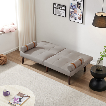 Convertible Sofa Bed Futon with Solid Wood Legs - Light Grey | Comfortable and Versatile