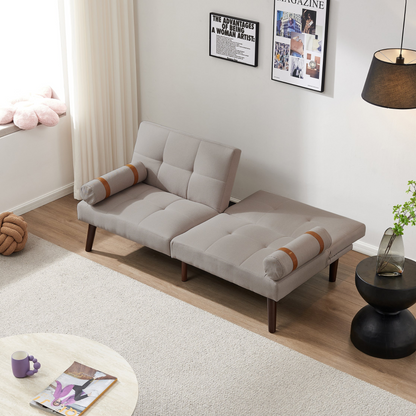 Convertible Sofa Bed Futon with Solid Wood Legs - Light Grey | Comfortable and Versatile