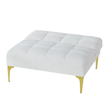 Stylish Convertible Sofa Bed Futon with Gold Metal Legs - Teddy Fabric (White) | Perfect Addition to Your Living Space