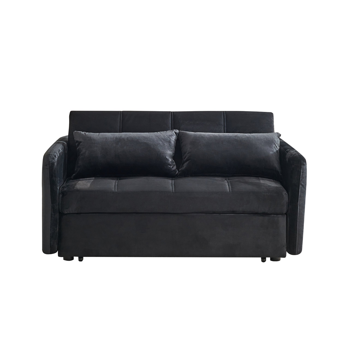 55.5" Twins Pull Out Sofa Bed - Black Velvet | Comfortable and Multifunctional