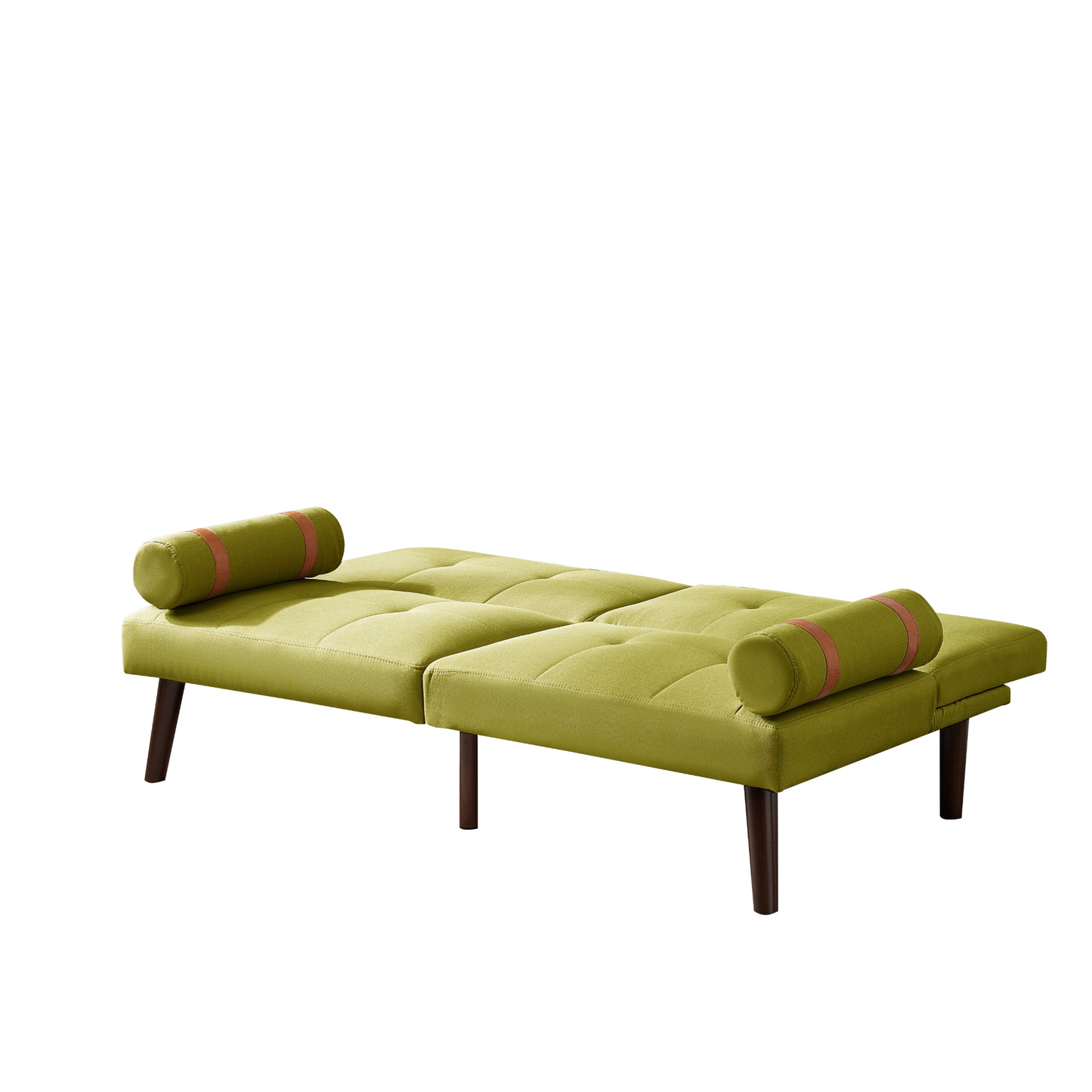 Convertible Sofa Bed Futon with Solid Wood Legs | Linen Fabric | Mustard Green - Versatile Design for Small Spaces