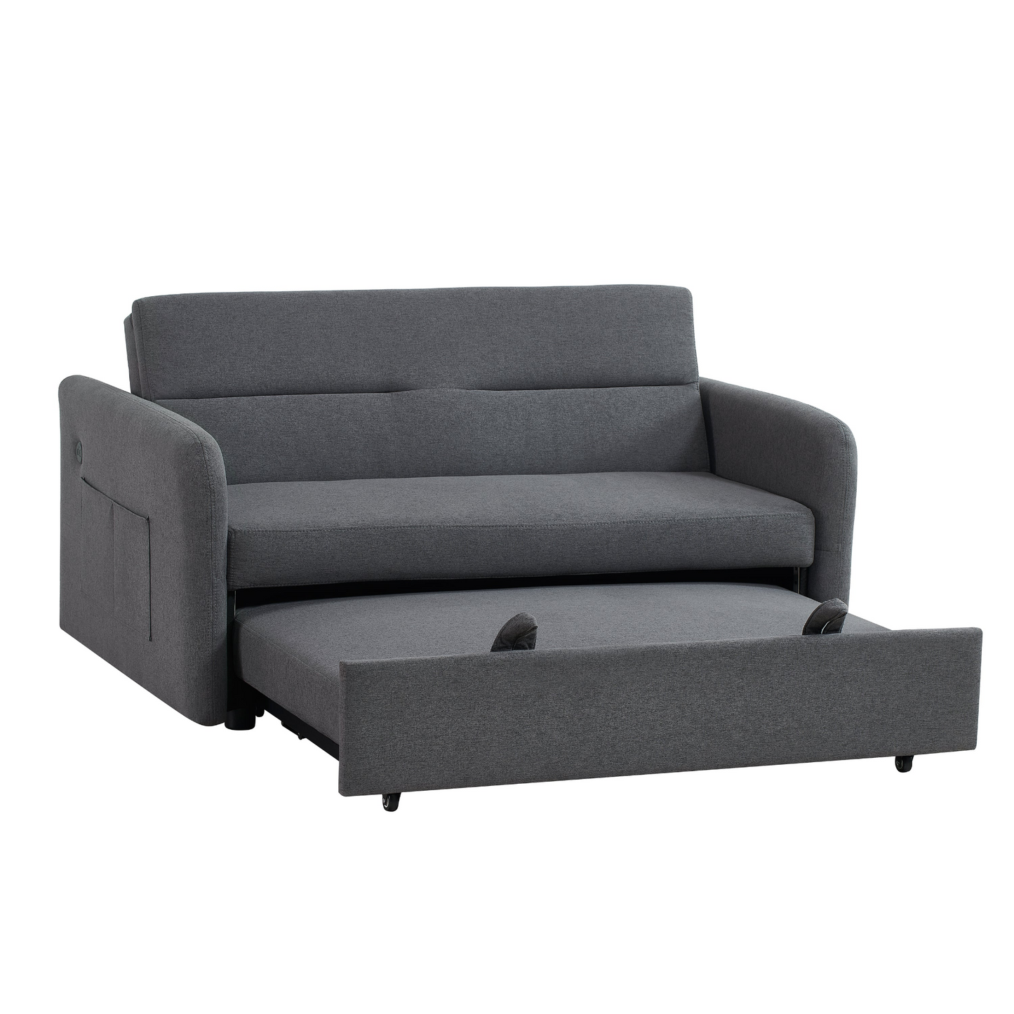 Twins Sofa Bed Grey Fabric - Multifunctional, Easy Assembly, Comfortable Support