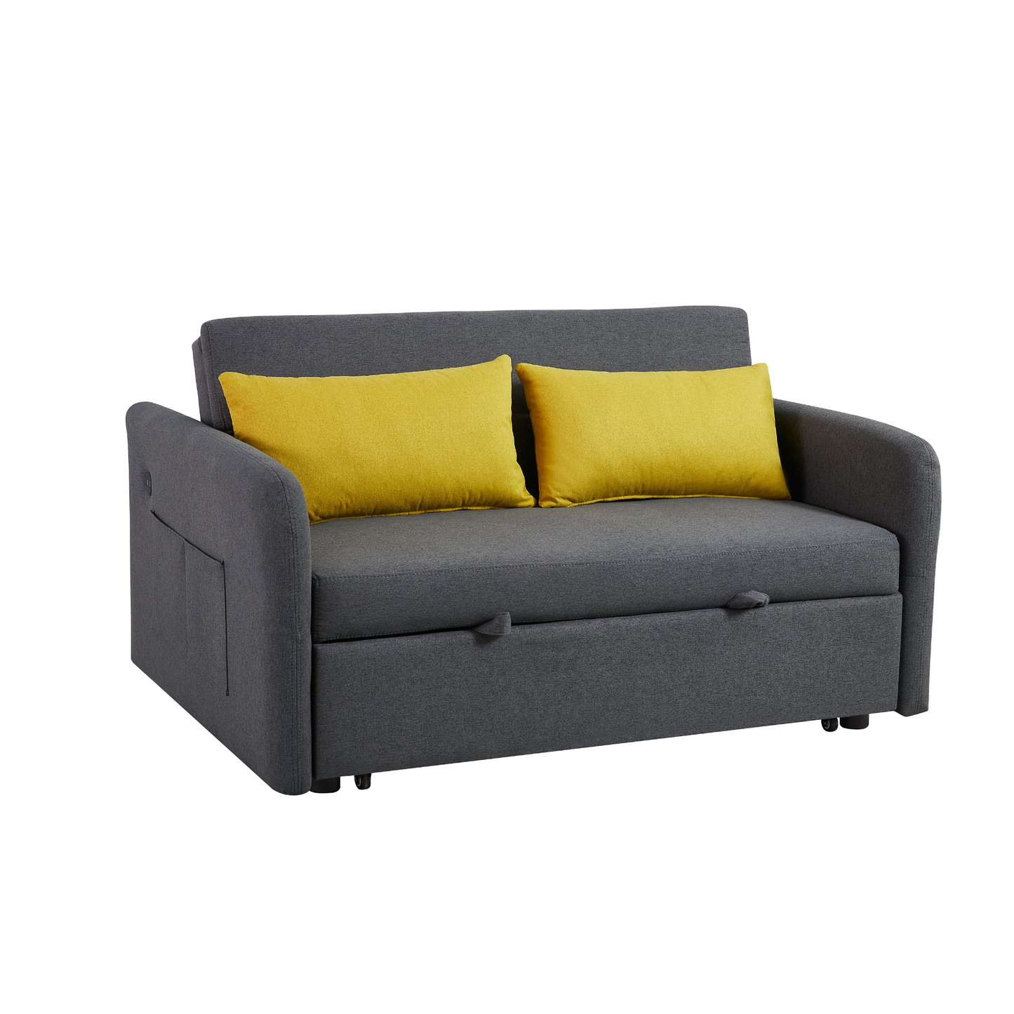 Twins Sofa Bed Grey Fabric - Multifunctional, Easy Assembly, Comfortable Support