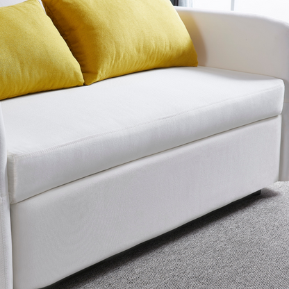 Twins Sofa Bed Cream White Fabric - Multifunctional, Easy Assembly, Comfortable Support