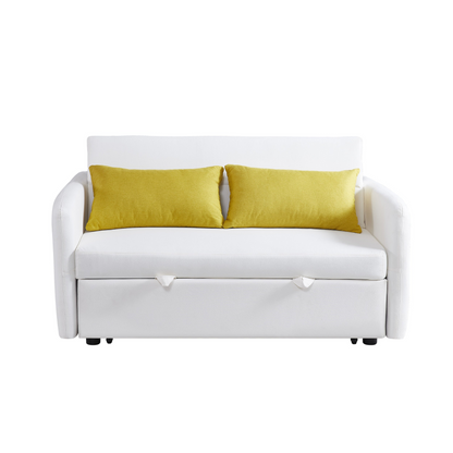 Twins Sofa Bed Cream White Fabric - Multifunctional, Easy Assembly, Comfortable Support