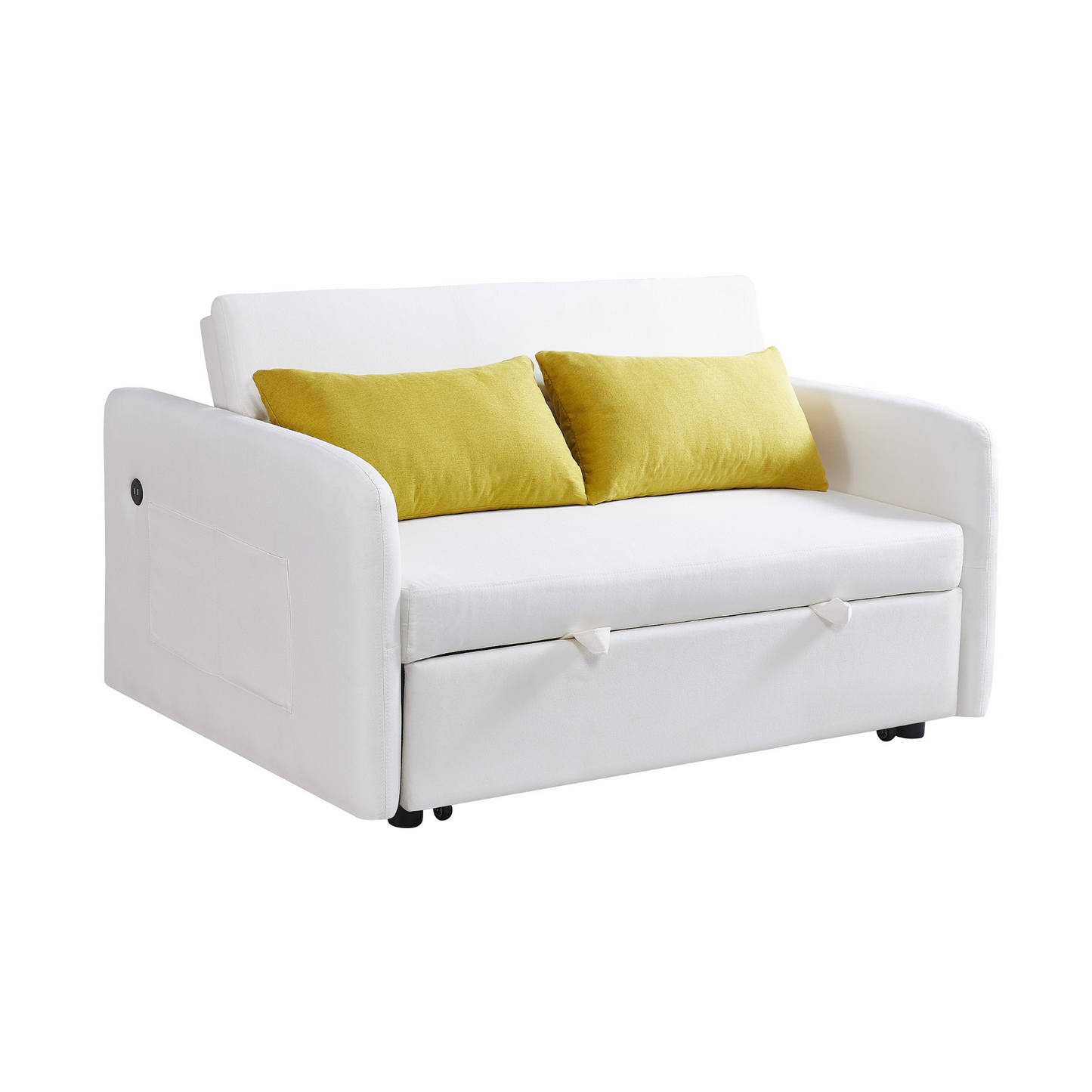 Twins Sofa Bed Cream White Fabric - Multifunctional, Easy Assembly, Comfortable Support