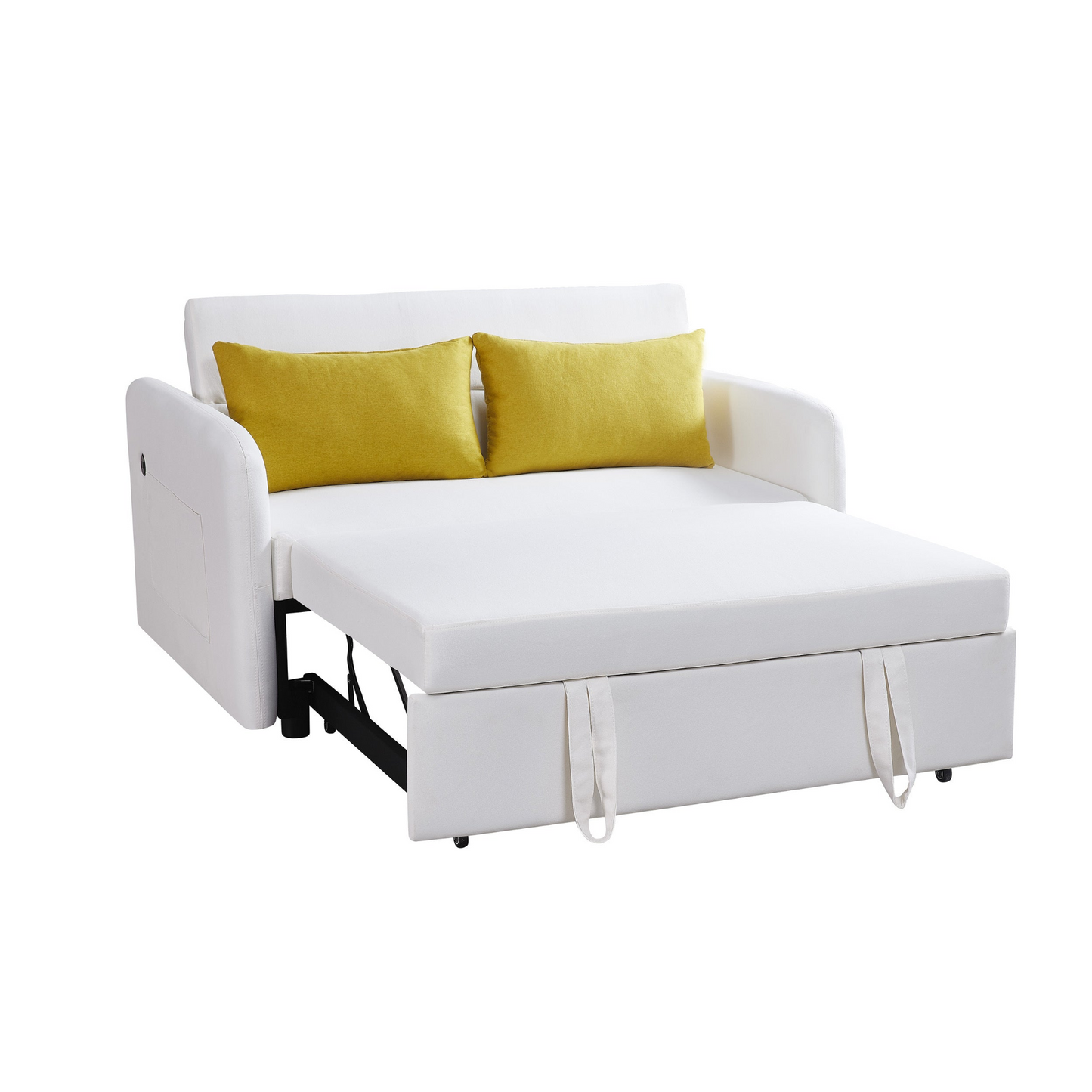 Twins Sofa Bed Cream White Fabric - Multifunctional, Easy Assembly, Comfortable Support