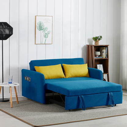 Twins Sofa Bed Blue Fabric - Multifunctional & Comfortable | Cozy Retreat