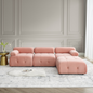 Modular Sectional Sofa, Button Tufted Designed and DIY Combination, L Shaped Couch with Reversible Ottoman, Pink Velvet